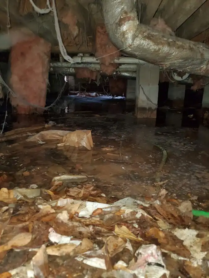 Crawl space flood assessment for Commercial Water Damage Restoration in Mandan