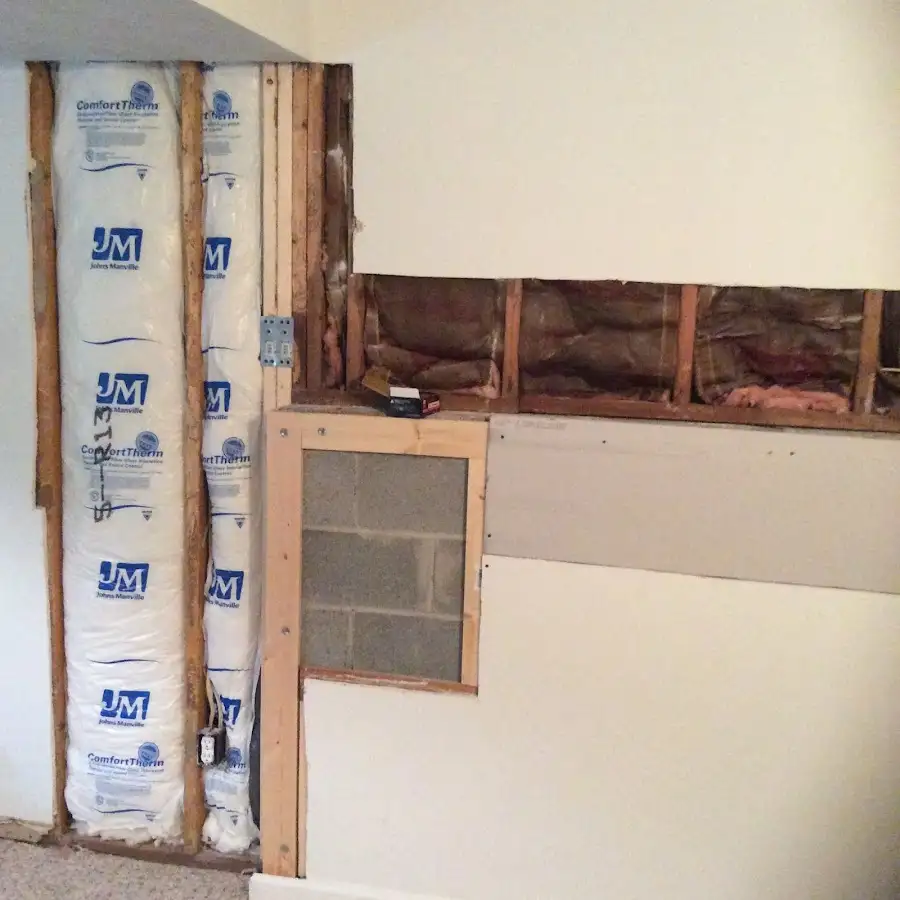 Wall insulation replacement during Basement Flood Cleanup in Mandan